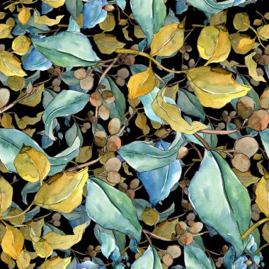 İğde suluboya tarzında bırakır. Sorunsuz arka plan deseni. Kumaş duvar kağıdı yazdırma doku. Aquarelle yaprak için arka plan, doku, sarıcı desen, çerçeve veya kenarlık.