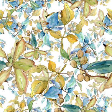 İğde suluboya tarzında bırakır. Sorunsuz arka plan deseni. Kumaş duvar kağıdı yazdırma doku. Aquarelle yaprak için arka plan, doku, sarıcı desen, çerçeve veya kenarlık.