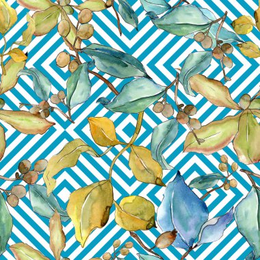 İğde suluboya tarzında bırakır. Sorunsuz arka plan deseni. Kumaş duvar kağıdı yazdırma doku. Aquarelle yaprak için arka plan, doku, sarıcı desen, çerçeve veya kenarlık.