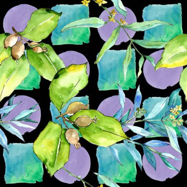 İğde suluboya tarzında bırakır. Sorunsuz arka plan deseni. Kumaş duvar kağıdı yazdırma doku. Aquarelle yaprak için arka plan, doku, sarıcı desen, çerçeve veya kenarlık.