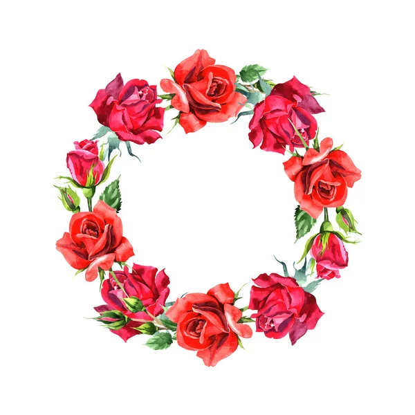 Red Hybrid Rose Floral Botanical Flower Frame Border Ornament Square — Stock Photo, Image