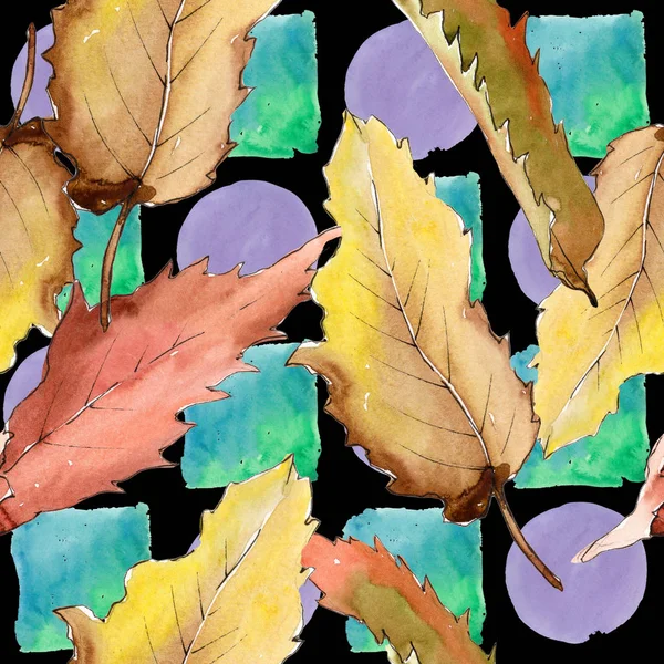 Sweet Chestnut Leaves Watercolor Style Seamless Background Pattern Fabric Wallpaper — Stock Photo, Image