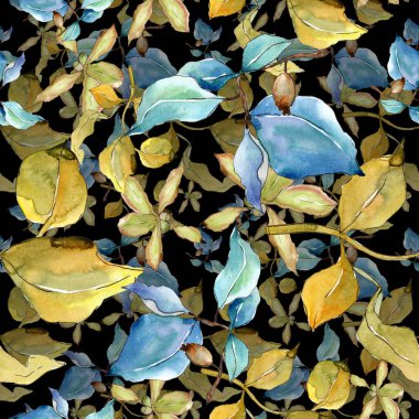 İğde suluboya tarzında bırakır. Sorunsuz arka plan deseni. Kumaş duvar kağıdı yazdırma doku. Aquarelle yaprak için arka plan, doku, sarıcı desen, çerçeve veya kenarlık.