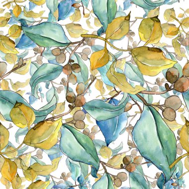 İğde suluboya tarzında bırakır. Sorunsuz arka plan deseni. Kumaş duvar kağıdı yazdırma doku. Aquarelle yaprak için arka plan, doku, sarıcı desen, çerçeve veya kenarlık.