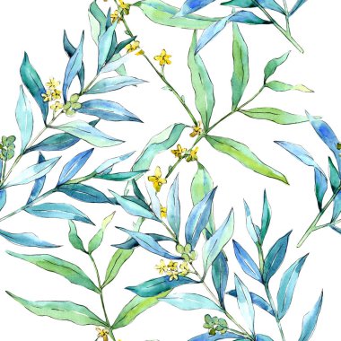 İğde suluboya tarzında bırakır. Sorunsuz arka plan deseni. Kumaş duvar kağıdı yazdırma doku. Aquarelle yaprak için arka plan, doku, sarıcı desen, çerçeve veya kenarlık.