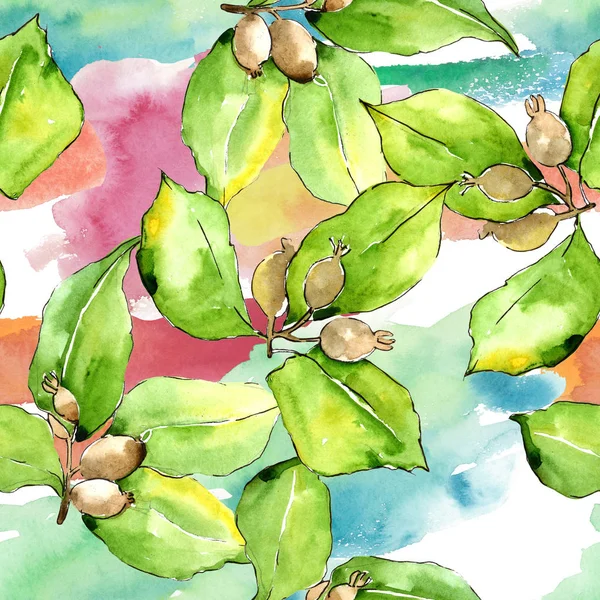 Elaeagnus Leaves Watercolor Style Seamless Background Pattern Fabric Wallpaper Print — Stock Photo, Image