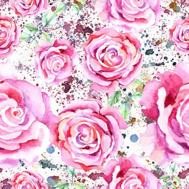 Narin pembe gül. Botanik çiçek. Sorunsuz arka plan deseni. Kumaş duvar kağıdı yazdırma doku. Arka plan, doku, sarıcı desen, çerçeve veya kenarlık için Aquarelle kır çiçeği.