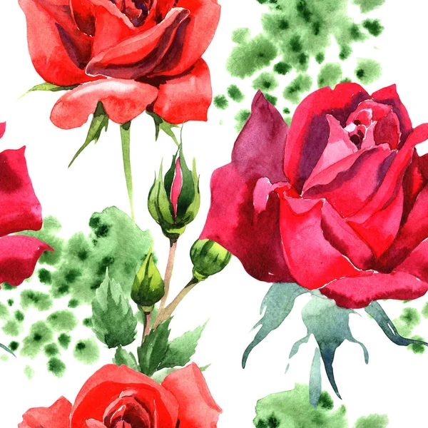 Rose Hybride Rouge Fleur Botanique Florale Modèle Fond Sans Couture — Photo