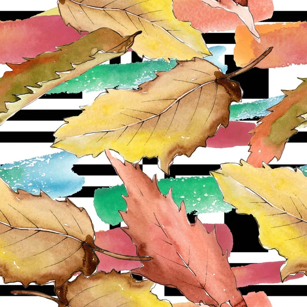 Sweet Chestnut Leaves Watercolor Style Seamless Background Pattern Fabric Wallpaper — Stock Photo, Image