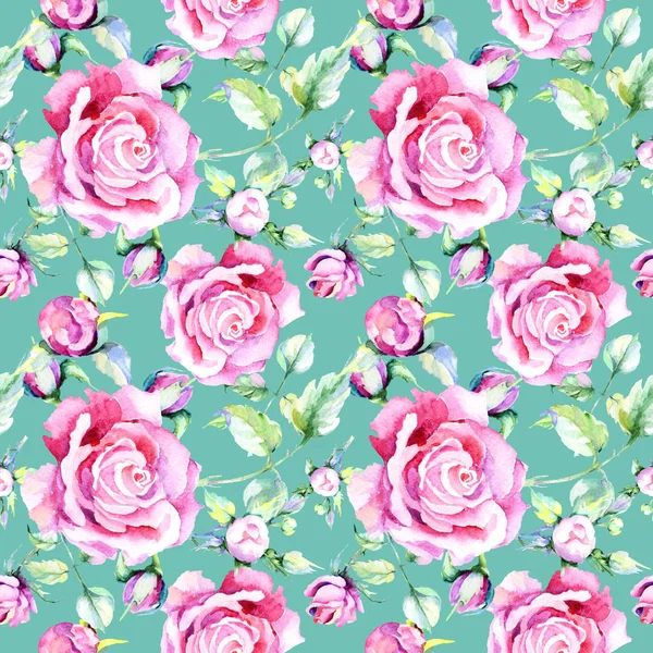 Delicate pink rose. Floral botanical flower.Seamless background pattern. Fabric wallpaper print texture. Aquarelle wildflower for background, texture, wrapper pattern, frame or border.