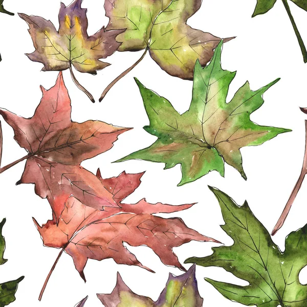 Maple Leaves Watercolor Style Seamless Background Pattern Fabric Wallpaper Print — Stock Photo, Image