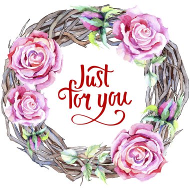 Narin pembe gül. Botanik çiçek. Çerçeve kenarlığı süsleme Meydanı. Arka plan, doku, sarıcı desen, çerçeve veya kenarlık için Aquarelle kır çiçeği.