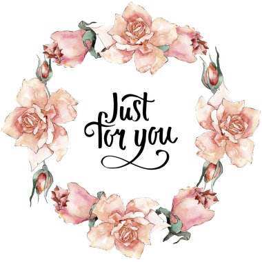 Renkli gül. Botanik çiçek. Çerçeve kenarlığı süsleme Meydanı. Arka plan, doku, sarıcı desen, çerçeve veya kenarlık için Aquarelle kır çiçeği.