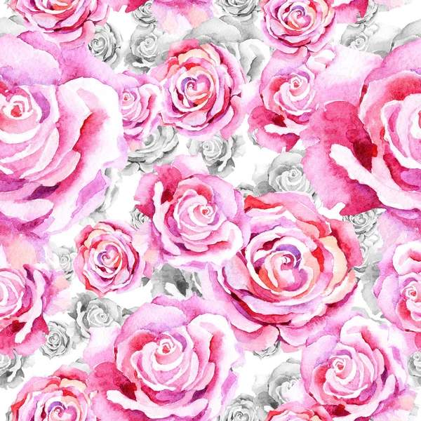 Rosa Rosada Delicada Flor Botánica Floral Patrón Fondo Sin Costuras — Foto de Stock