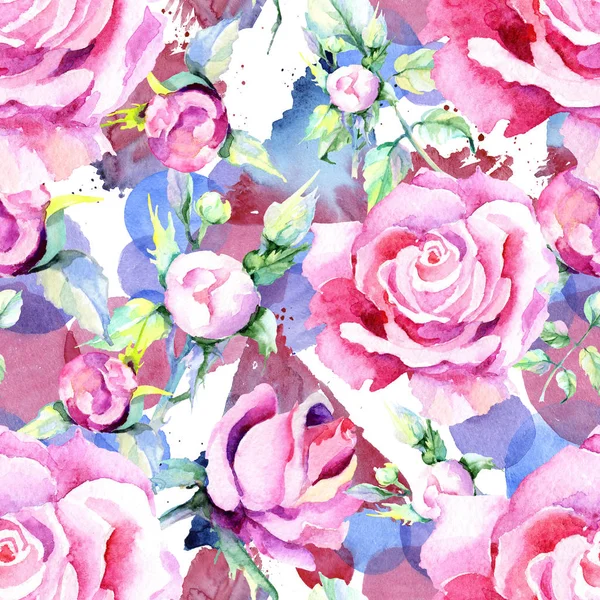 Λεπτή ροζ τριαντάφυλλο. Floral βοτανικό λουλούδι. Απρόσκοπτη υπόβαθρο μοτίβο. — Φωτογραφία Αρχείου
