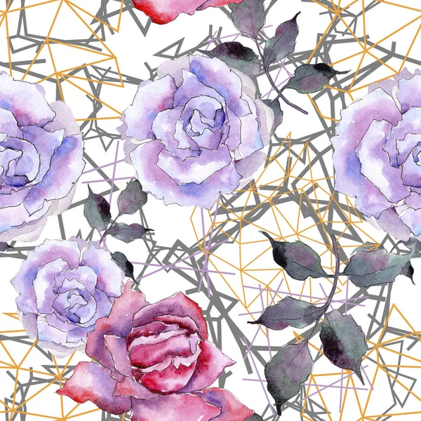 Pembe gül. Botanik çiçek. Sorunsuz arka plan deseni. Kumaş duvar kağıdı yazdırma doku. Arka plan, doku, sarıcı desen, çerçeve veya kenarlık için Aquarelle kır çiçeği.