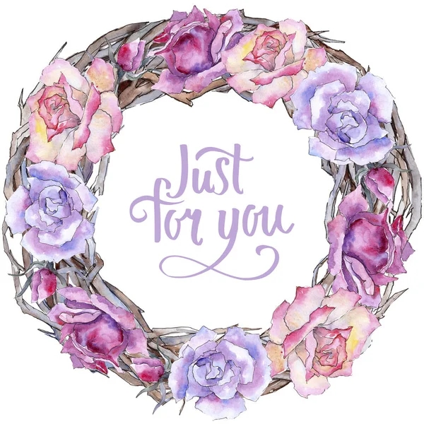 Pembe gül. Botanik çiçek. Çerçeve kenarlığı süsleme Meydanı. Arka plan, doku, sarıcı desen, çerçeve veya kenarlık için Aquarelle kır çiçeği.