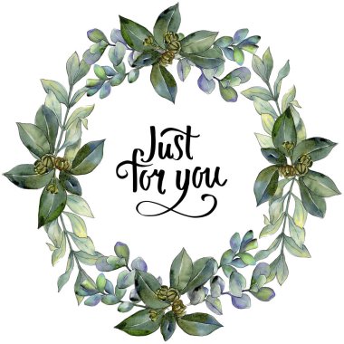 Şimşir suluboya tarzında bırakır. Çerçeve kenarlığı süsleme Meydanı. Aquarelle yaprak için arka plan, doku, sarıcı desen, çerçeve veya kenarlık.