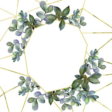 Şimşir suluboya tarzında bırakır. Çerçeve kenarlığı süsleme Meydanı. Aquarelle yaprak için arka plan, doku, sarıcı desen, çerçeve veya kenarlık.