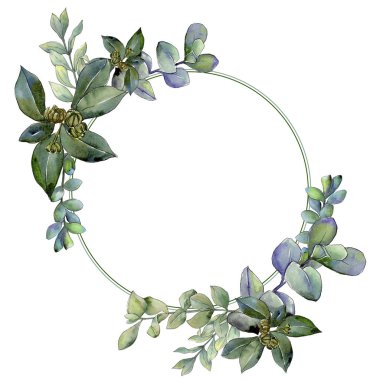 Şimşir suluboya tarzında bırakır. Çerçeve kenarlığı süsleme Meydanı. Aquarelle yaprak için arka plan, doku, sarıcı desen, çerçeve veya kenarlık.