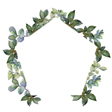 Şimşir suluboya tarzında bırakır. Çerçeve kenarlığı süsleme Meydanı. Aquarelle yaprak için arka plan, doku, sarıcı desen, çerçeve veya kenarlık.