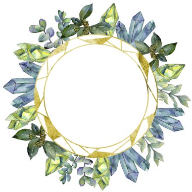 Şimşir suluboya tarzında bırakır. Çerçeve kenarlığı süsleme Meydanı. Aquarelle yaprak için arka plan, doku, sarıcı desen, çerçeve veya kenarlık.