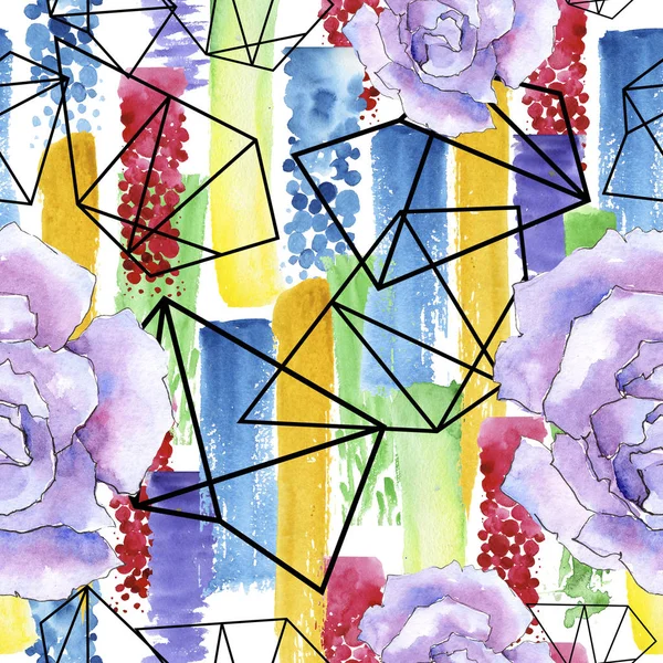 Pembe gül. Botanik çiçek. Sorunsuz arka plan deseni. Kumaş duvar kağıdı yazdırma doku. Arka plan, doku, sarıcı desen, çerçeve veya kenarlık için Aquarelle kır çiçeği.