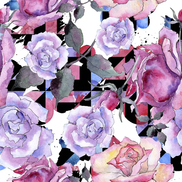 Rose Rose Fleur Botanique Florale Modèle Fond Sans Couture Texture — Photo
