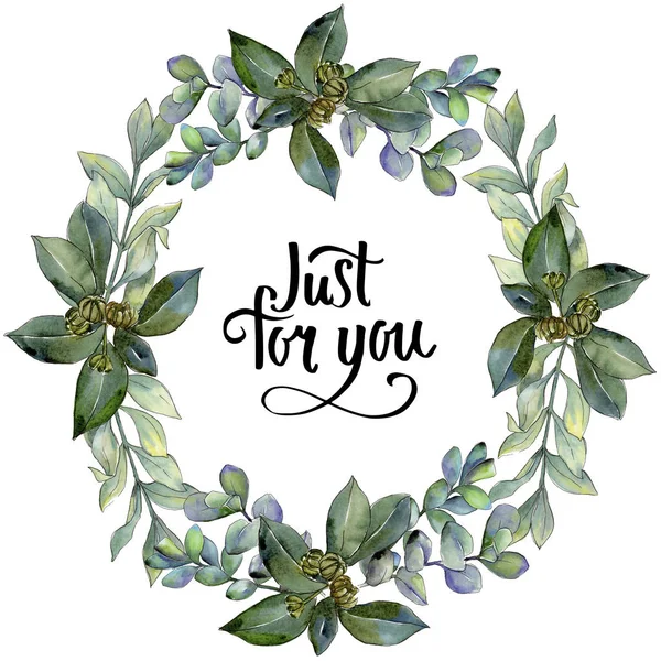 Şimşir suluboya tarzında bırakır. Çerçeve kenarlığı süsleme Meydanı. Aquarelle yaprak için arka plan, doku, sarıcı desen, çerçeve veya kenarlık.