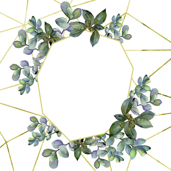 Şimşir suluboya tarzında bırakır. Çerçeve kenarlığı süsleme Meydanı. Aquarelle yaprak için arka plan, doku, sarıcı desen, çerçeve veya kenarlık.