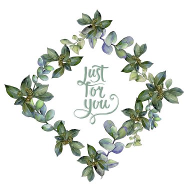 Şimşir suluboya tarzında bırakır. Çerçeve kenarlığı süsleme Meydanı. Aquarelle yaprak için arka plan, doku, sarıcı desen, çerçeve veya kenarlık.