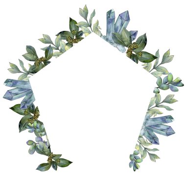 Şimşir suluboya tarzında bırakır. Çerçeve kenarlığı süsleme Meydanı. Aquarelle yaprak için arka plan, doku, sarıcı desen, çerçeve veya kenarlık.