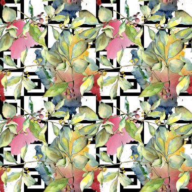 İğde suluboya tarzında bırakır. Sorunsuz arka plan deseni. Kumaş duvar kağıdı yazdırma doku. Aquarelle yaprak için arka plan, doku, sarıcı desen, çerçeve veya kenarlık.