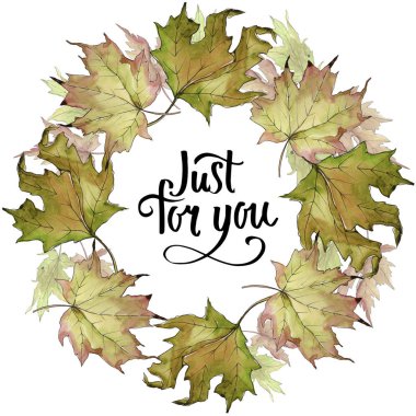 Akçaağaç suluboya tarzında bırakır. Çerçeve kenarlığı süsleme Meydanı. Aquarelle yaprak için arka plan, doku, sarıcı desen, çerçeve veya kenarlık.