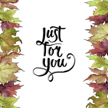 Akçaağaç suluboya tarzında bırakır. Çerçeve kenarlığı süsleme Meydanı. Aquarelle yaprak için arka plan, doku, sarıcı desen, çerçeve veya kenarlık.