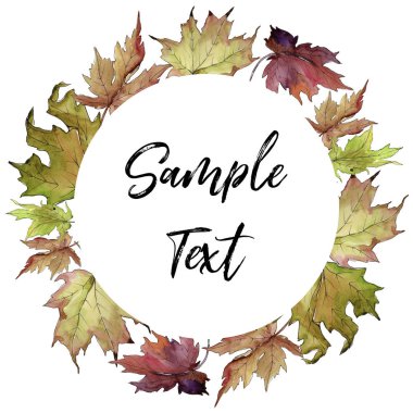 Akçaağaç suluboya tarzında bırakır. Çerçeve kenarlığı süsleme Meydanı. Aquarelle yaprak için arka plan, doku, sarıcı desen, çerçeve veya kenarlık.