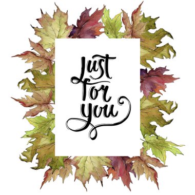 Akçaağaç suluboya tarzında bırakır. Çerçeve kenarlığı süsleme Meydanı. Aquarelle yaprak için arka plan, doku, sarıcı desen, çerçeve veya kenarlık.