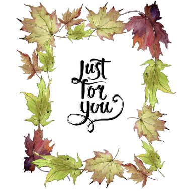 Akçaağaç suluboya tarzında bırakır. Çerçeve kenarlığı süsleme Meydanı. Aquarelle yaprak için arka plan, doku, sarıcı desen, çerçeve veya kenarlık.