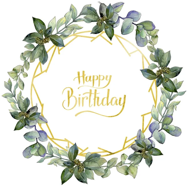 Şimşir suluboya tarzında bırakır. Çerçeve kenarlığı süsleme Meydanı. Aquarelle yaprak için arka plan, doku, sarıcı desen, çerçeve veya kenarlık.