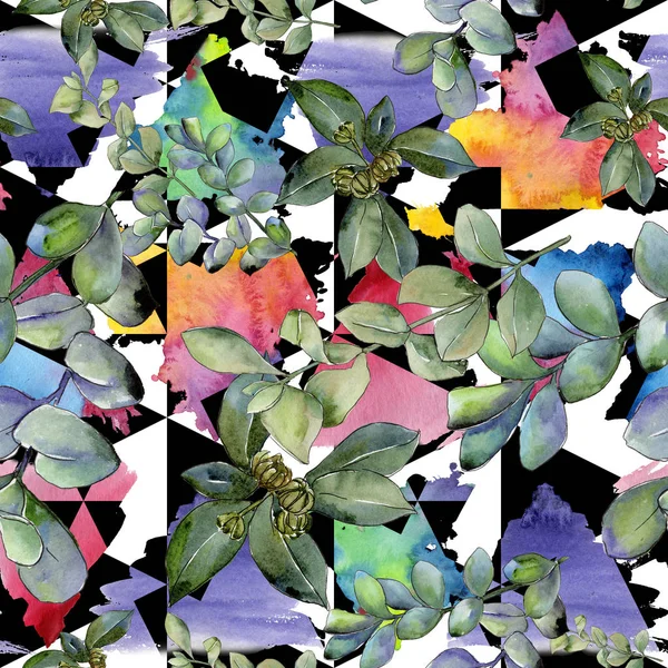 Şimşir suluboya tarzında bırakır. Sorunsuz arka plan deseni. Kumaş duvar kağıdı yazdırma doku. Aquarelle yaprak için arka plan, doku, sarıcı desen, çerçeve veya kenarlık.