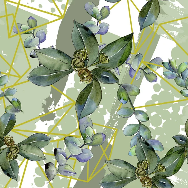 Şimşir suluboya tarzında bırakır. Sorunsuz arka plan deseni. Kumaş duvar kağıdı yazdırma doku. Aquarelle yaprak için arka plan, doku, sarıcı desen, çerçeve veya kenarlık.