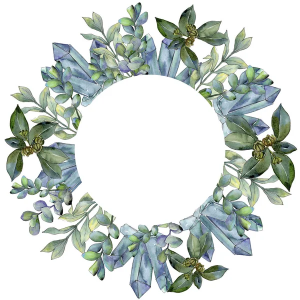 Şimşir suluboya tarzında bırakır. Çerçeve kenarlığı süsleme Meydanı. Aquarelle yaprak için arka plan, doku, sarıcı desen, çerçeve veya kenarlık.