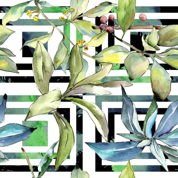 İğde suluboya tarzında bırakır. Sorunsuz arka plan deseni. Kumaş duvar kağıdı yazdırma doku. Aquarelle yaprak için arka plan, doku, sarıcı desen, çerçeve veya kenarlık.