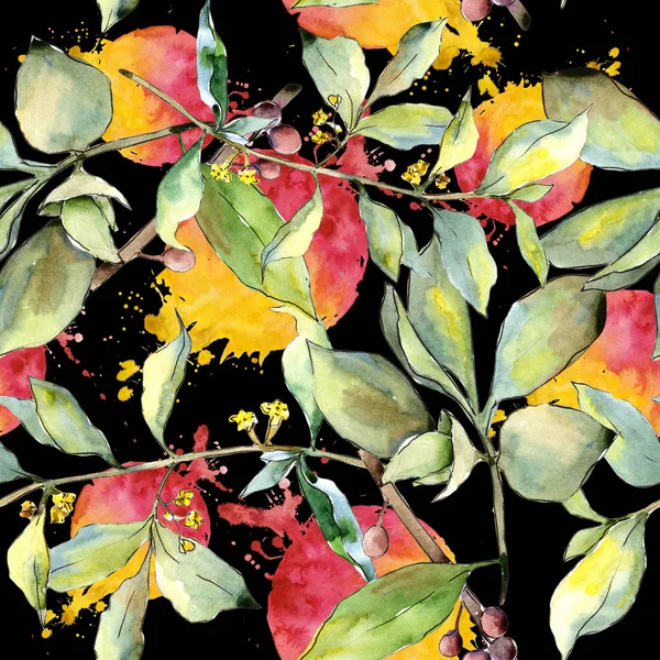 İğde suluboya tarzında bırakır. Sorunsuz arka plan deseni. Kumaş duvar kağıdı yazdırma doku. Aquarelle yaprak için arka plan, doku, sarıcı desen, çerçeve veya kenarlık.