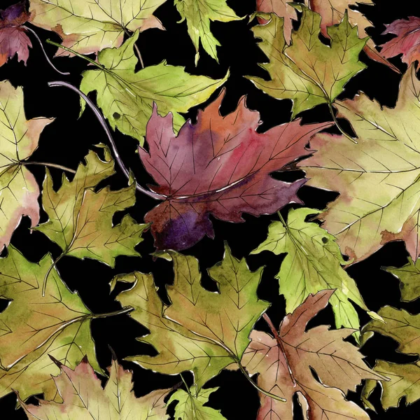 Кленовые Листья Акварельном Стиле Бесшовный Рисунок Фона Ткань Обои Печать — стоковое фото