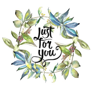 İğde suluboya tarzında bırakır. Çerçeve kenarlığı süsleme Meydanı. Aquarelle yaprak için arka plan, doku, sarıcı desen, çerçeve veya kenarlık.