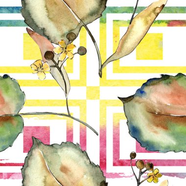 Linden suluboya tarzında bırakır. Sorunsuz arka plan deseni. Kumaş duvar kağıdı yazdırma doku. Aquarelle yaprak için arka plan, doku, sarıcı desen, çerçeve veya kenarlık.