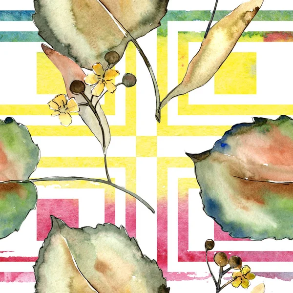 Linden suluboya tarzında bırakır. Sorunsuz arka plan deseni. Kumaş duvar kağıdı yazdırma doku. Aquarelle yaprak için arka plan, doku, sarıcı desen, çerçeve veya kenarlık.