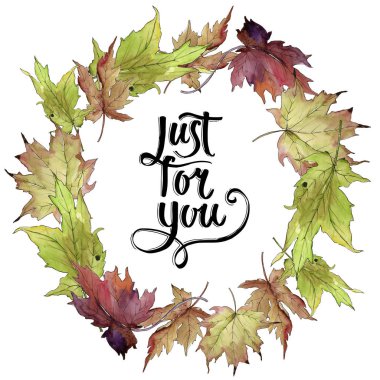 Akçaağaç suluboya tarzında bırakır. Çerçeve kenarlığı süsleme Meydanı. Aquarelle yaprak için arka plan, doku, sarıcı desen, çerçeve veya kenarlık.