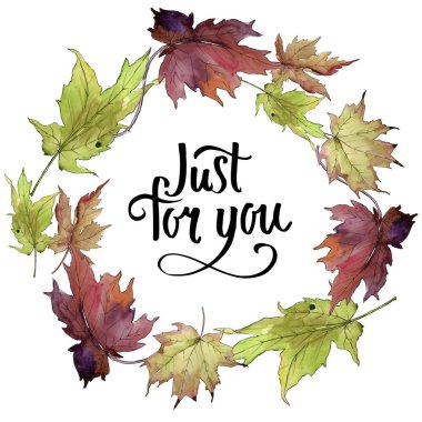 Akçaağaç suluboya tarzında bırakır. Çerçeve kenarlığı süsleme Meydanı. Aquarelle yaprak için arka plan, doku, sarıcı desen, çerçeve veya kenarlık.